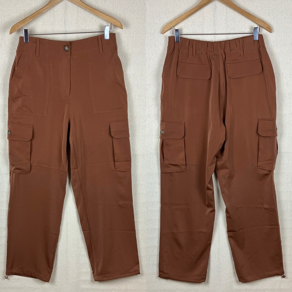 JOIE Satin Cargo Pants Terracotta Clay NWT